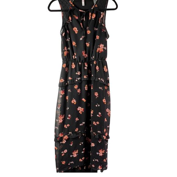 Xhilaration Black Floral Sleeveless Sheer Layered Dress Size S - Picture 1 of 6